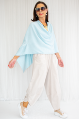 Mollie-Ann Poncho Style Fine Knit in Sky Blue