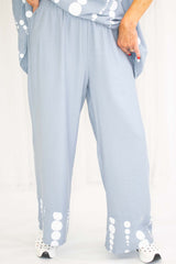 Polly Palazzo Trouser in Powder Blue Circle Print