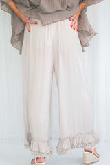 Delia Tie Waist Palazzo Trouser in Warm Beige