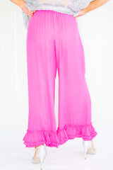 Delia Tie Waist Palazzo Trouser in Hot Pink