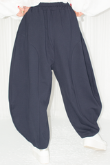 Juniper Pleat Waist Cocoon Trouser in Navy