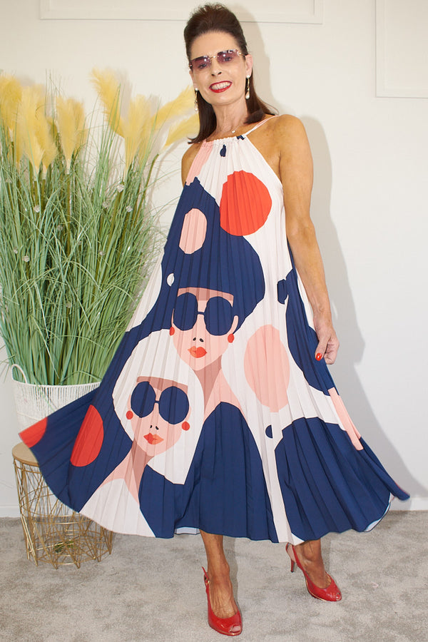 martini           Dress in  Peach Portrait with Navy
