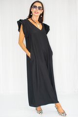 Ravello Ruffle Sleeve Wide Leg Jumpsuit in Black