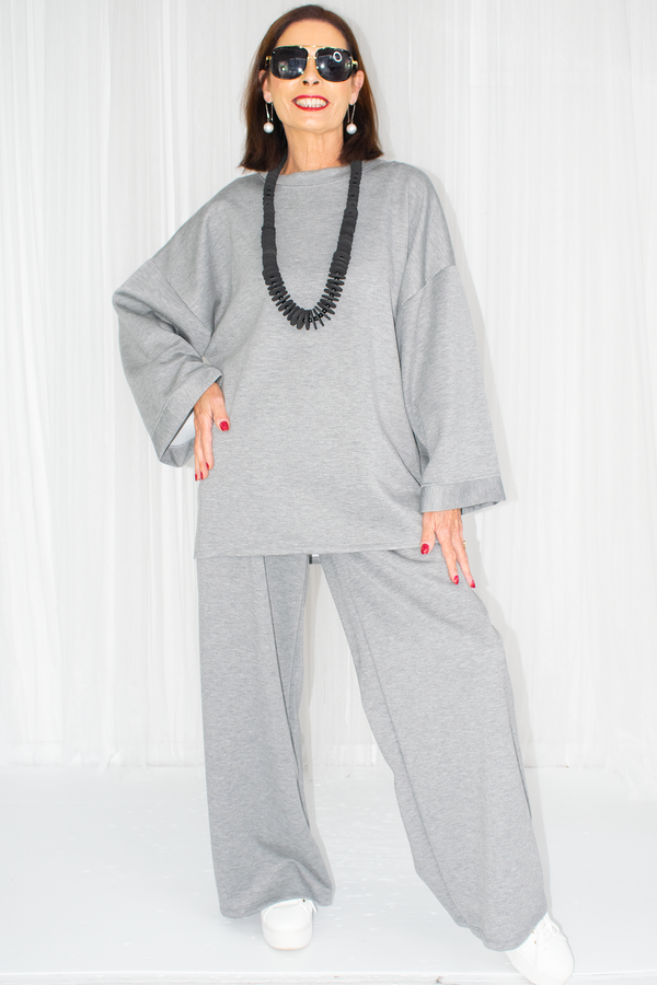 Luxury Delilah Bounce Back Fabric Suit in Grey Marl