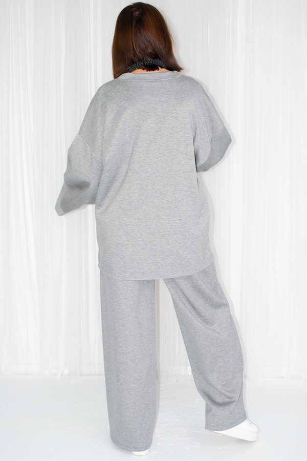 Luxury Delilah Bounce Back Fabric Suit in Grey Marl