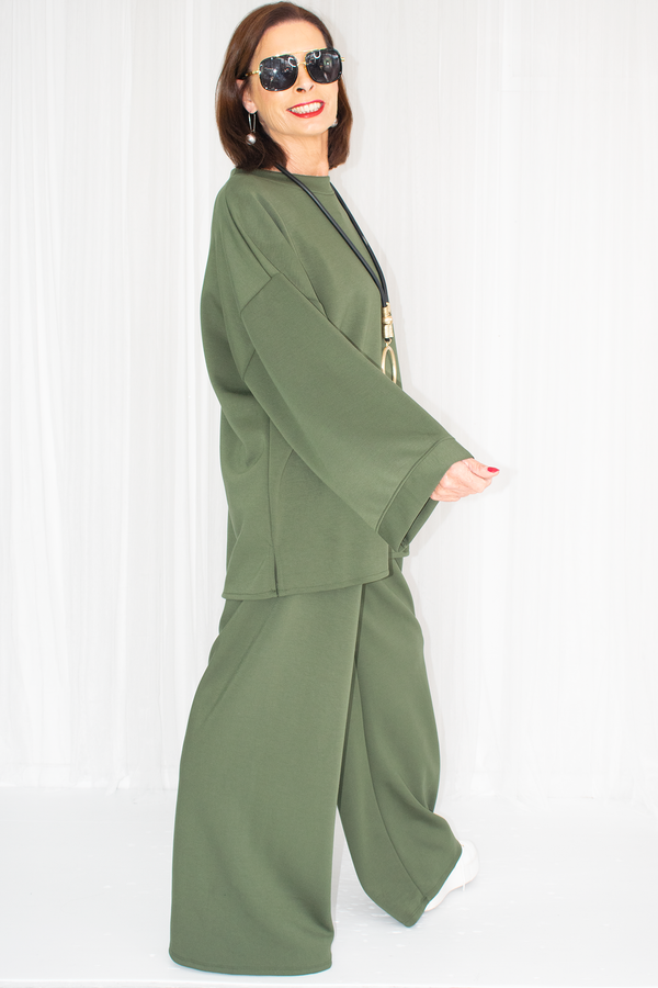 Luxury Delilah Bounce Back Fabric Suit in Khaki