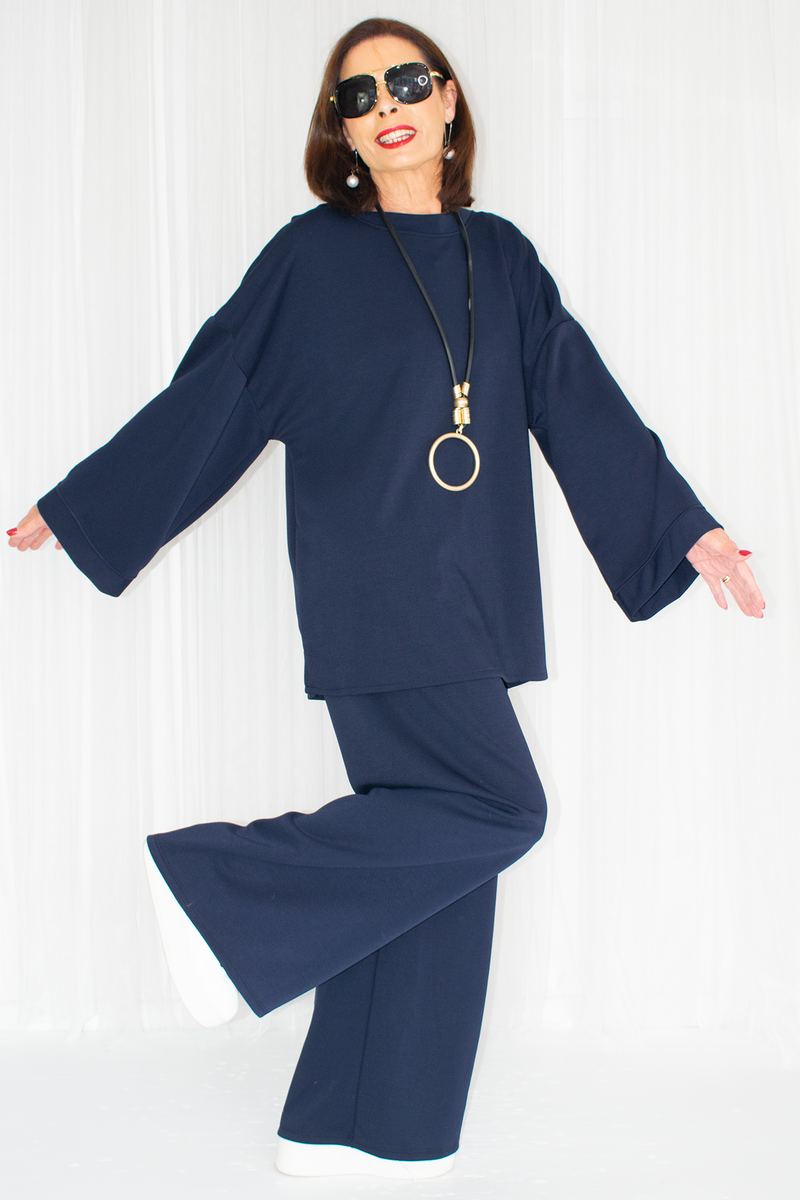 Luxury Delilah Bounce Back Fabric Suit in Navy