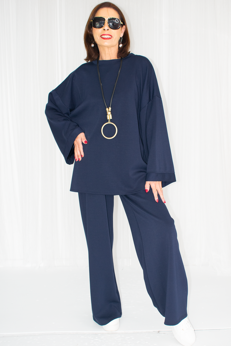 Luxury Delilah Bounce Back Fabric Suit in Navy