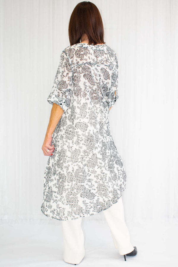 Zoey Floaty Patterned Tunic in Mono