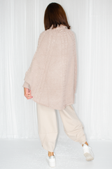 Poppy Turtle Neck Poncho Style Fine Knit in Mocha