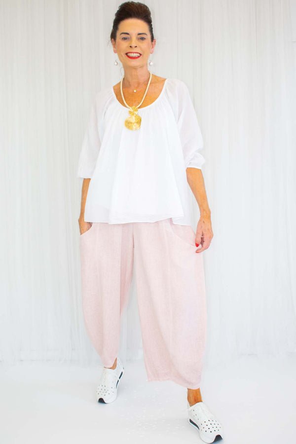 Harper Hopsack Cocoon Trousers in Blush Pink