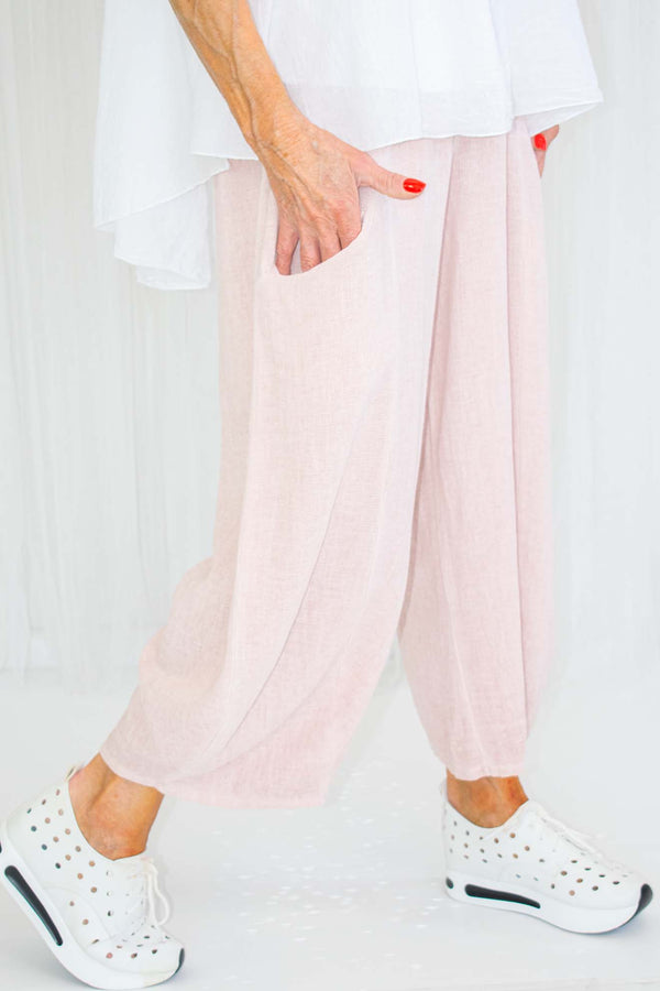 Harper Hopsack Cocoon Trousers in Blush Pink