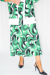 Harley Swirl Print A-Line Skirt in Emerald Green