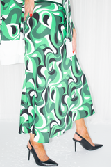 Harley Swirl Print A-Line Skirt in Emerald Green