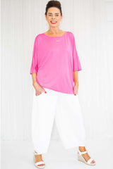 Sadie Slouch Batwing Top/Dress in Hot Pink