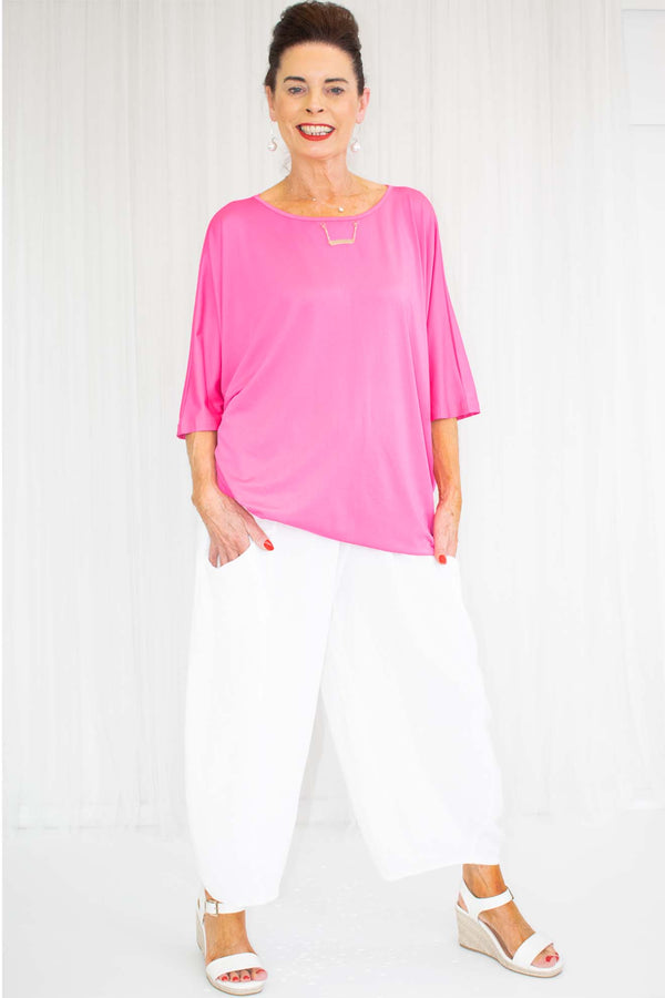 Sadie Slouch Batwing Top/Dress in Hot Pink
