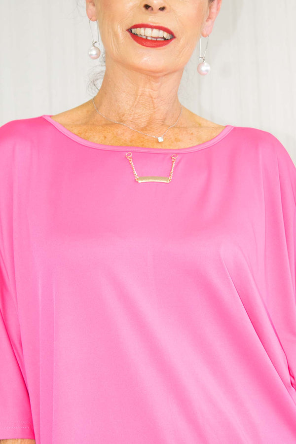 Sadie Slouch Batwing Top/Dress in Hot Pink