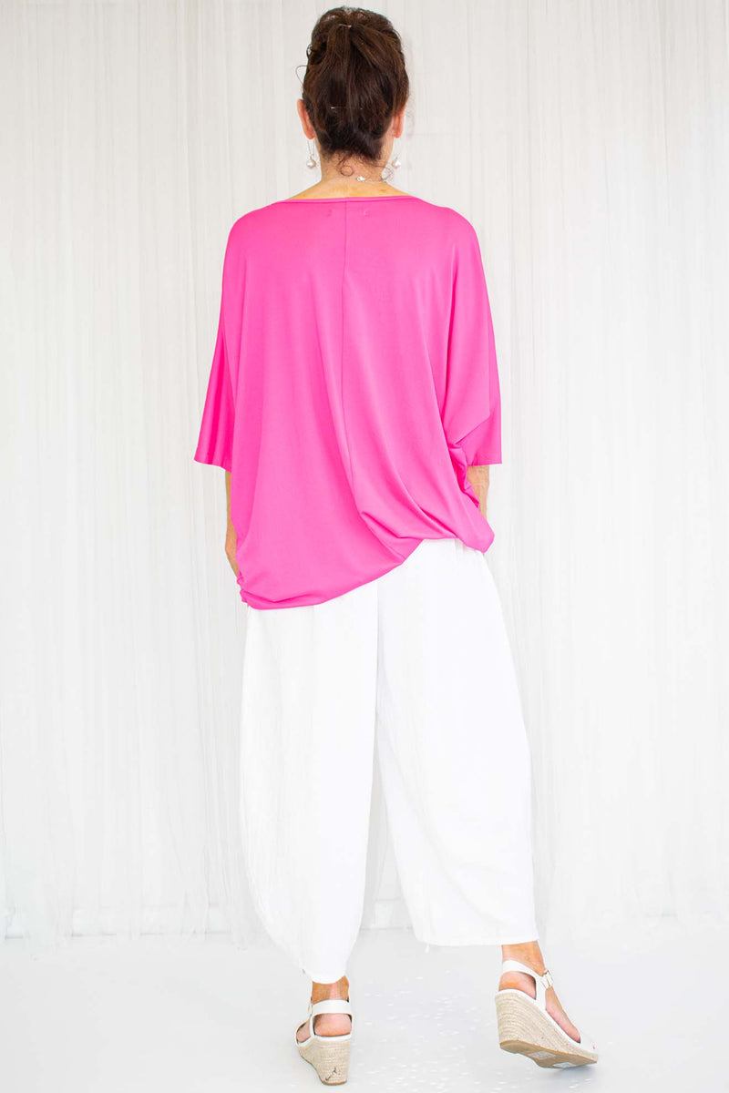 Sadie Slouch Batwing Top/Dress in Hot Pink