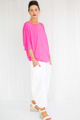 Sadie Slouch Batwing Top/Dress in Hot Pink