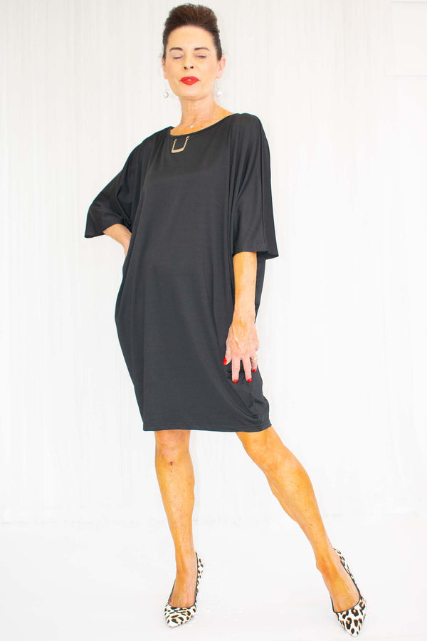Sadie Slouch Batwing Top/Dress in Classic Black