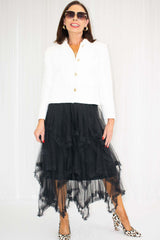 Hattie Hankercheif Layered Tulle Skirt in Black