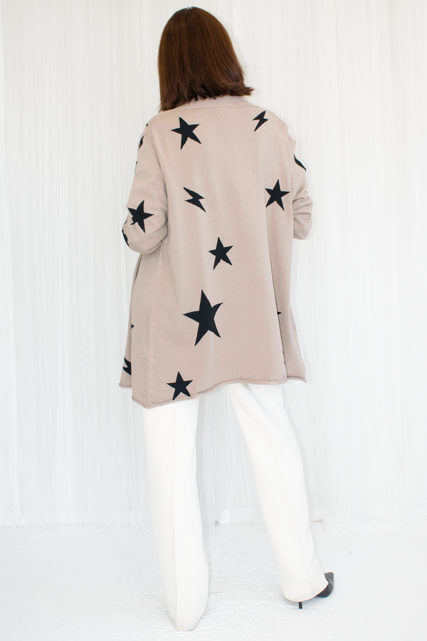 Luna Long Sleeve Star Cardigan in Mocha