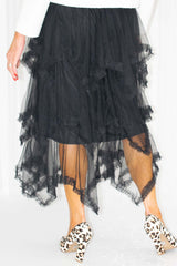 Hattie Hankercheif Layered Tulle Skirt in Black