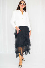 Hattie Hankercheif Layered Tulle Skirt in Black