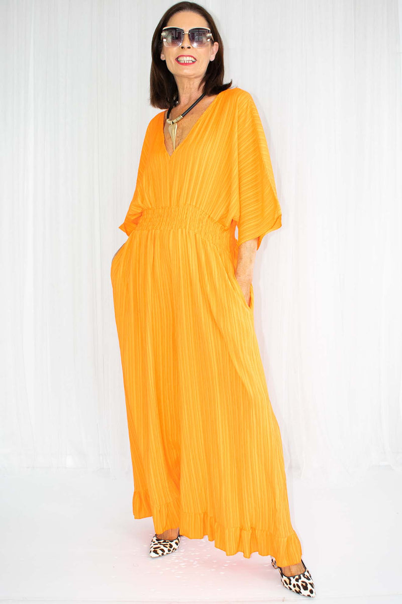 Luciana Wide Leg Palazzo Jumpsuit in Orange