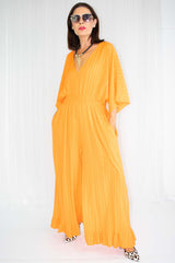 Luciana Wide Leg Palazzo Jumpsuit in Orange