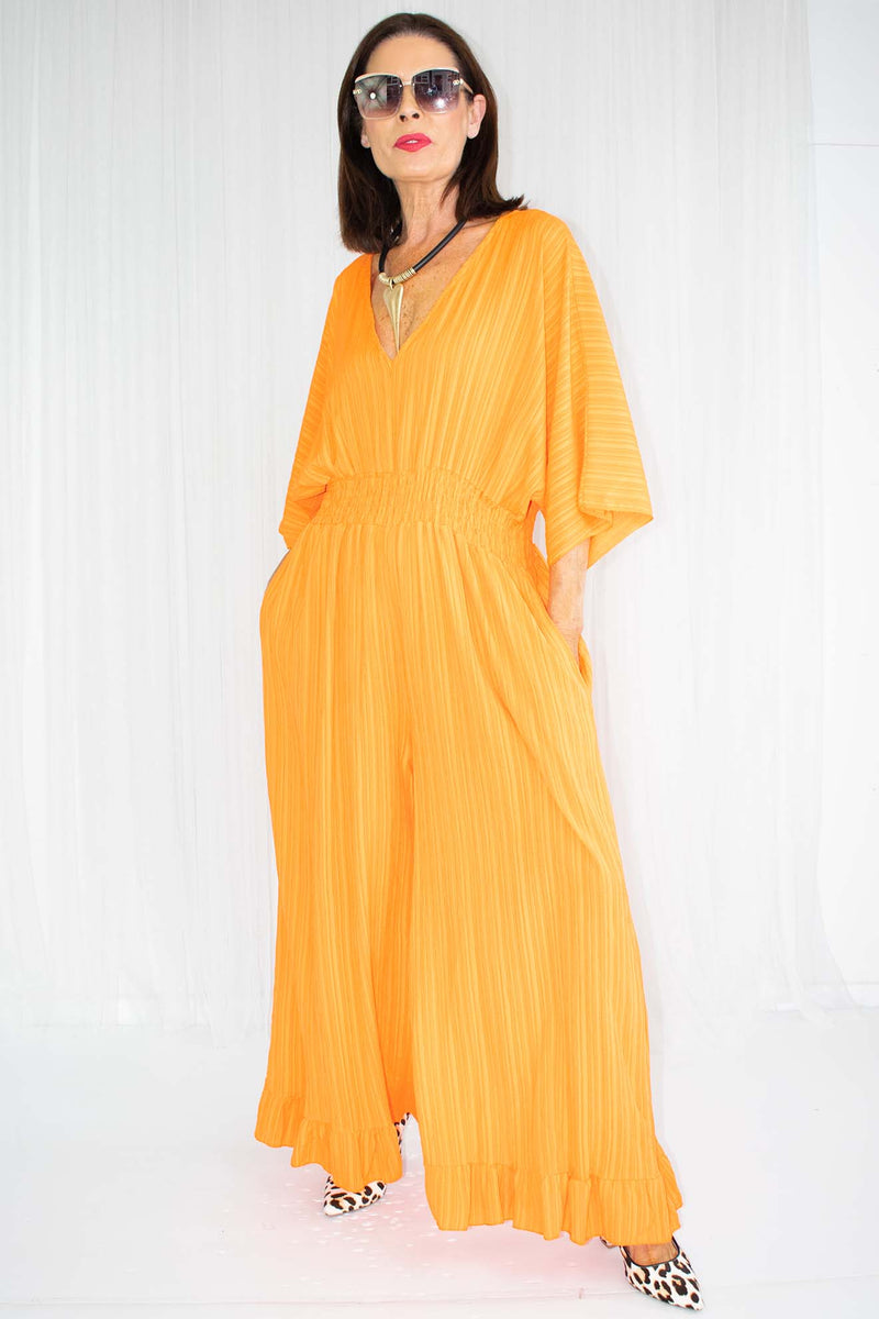 Luciana Wide Leg Palazzo Jumpsuit in Orange