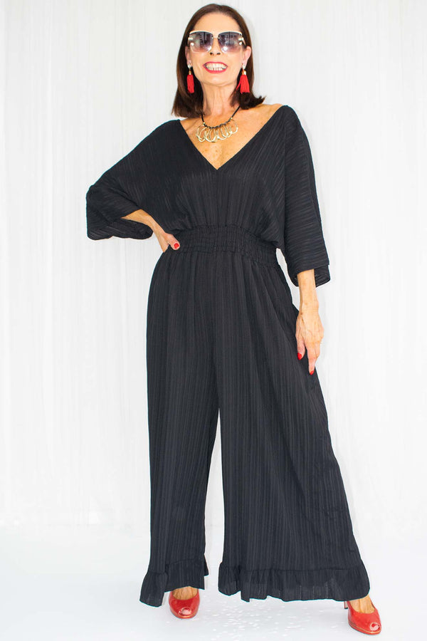 Luciana Wide Leg Palazzo Jumpsuit in Black