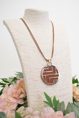 Geometric Circle Reversible Pendant Necklace in Tan