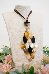 Luxury Longline Layered Pendant Necklace in Tan