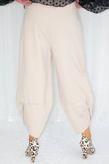 Reagan Scuba Two Pocket Cocoon Trouser in Beige