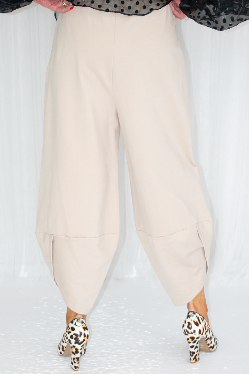 Reagan Scuba Two Pocket Cocoon Trouser in Beige