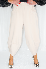 Reagan Scuba Two Pocket Cocoon Trouser in Beige