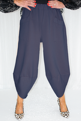 ELISE Scuba Two Pocket Cocoon Trouser in Navy