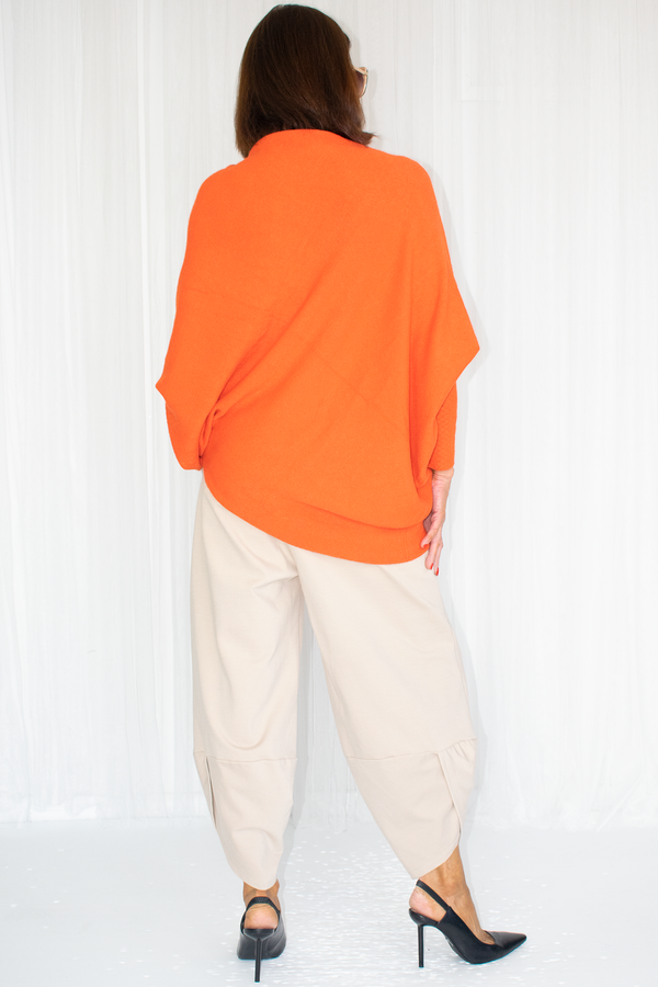 Giana Asymmetric Slouchy Fine Knit in Orange