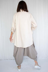 Linora Layered Asymmetric Shirt in Beige