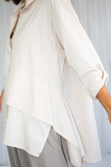 Linora Layered Asymmetric Shirt in Beige