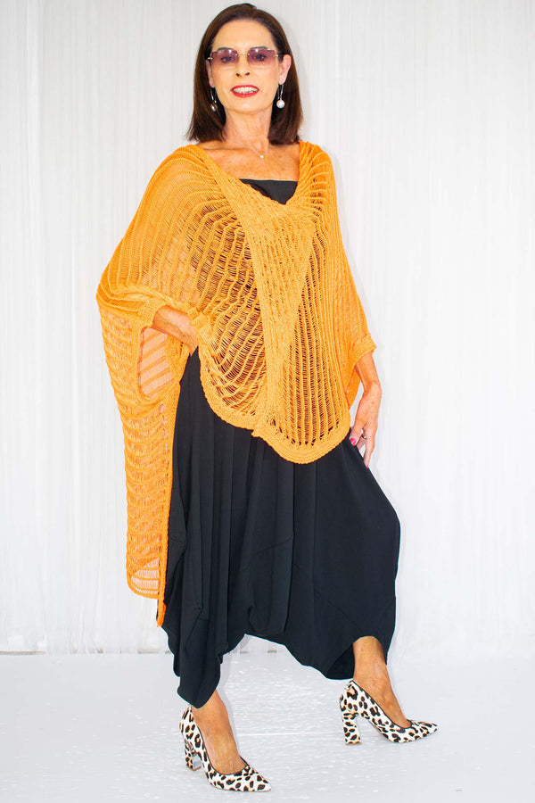 Calina Cross Over Fine Knit in Bright Orange