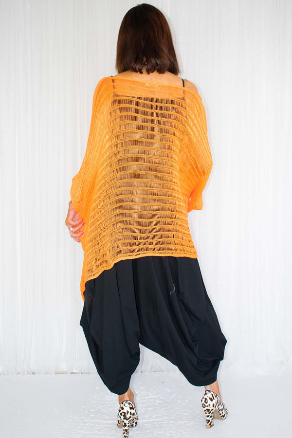 Calina Cross Over Fine Knit in Bright Orange