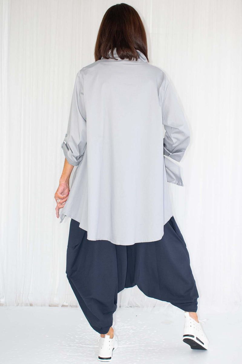 Linora Layered Asymmetric Shirt in Soft Grey