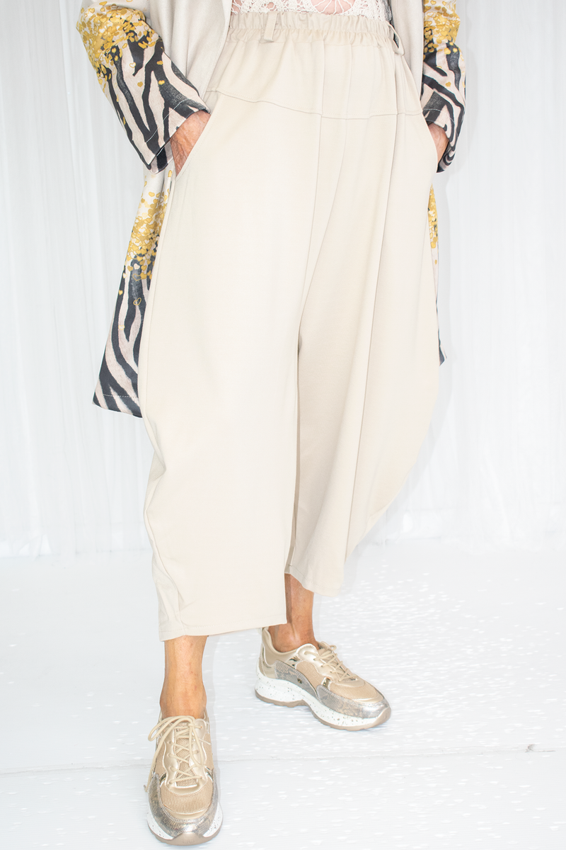 Eileen Scuba Horseshoe Trouser in Beige