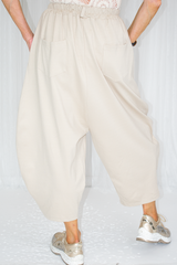 Eileen Scuba Horseshoe Trouser in Beige