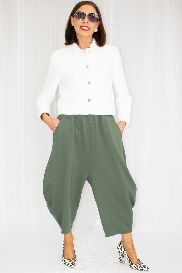 Eileen Scuba Horseshoe Trouser in Khaki