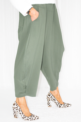 Eileen Scuba Horseshoe Trouser in Khaki