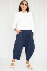 Eileen horseshoe scuba trousers in navy