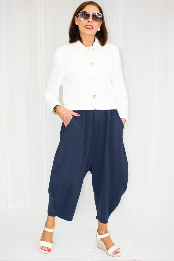 Eileen horseshoe scuba trousers in navy